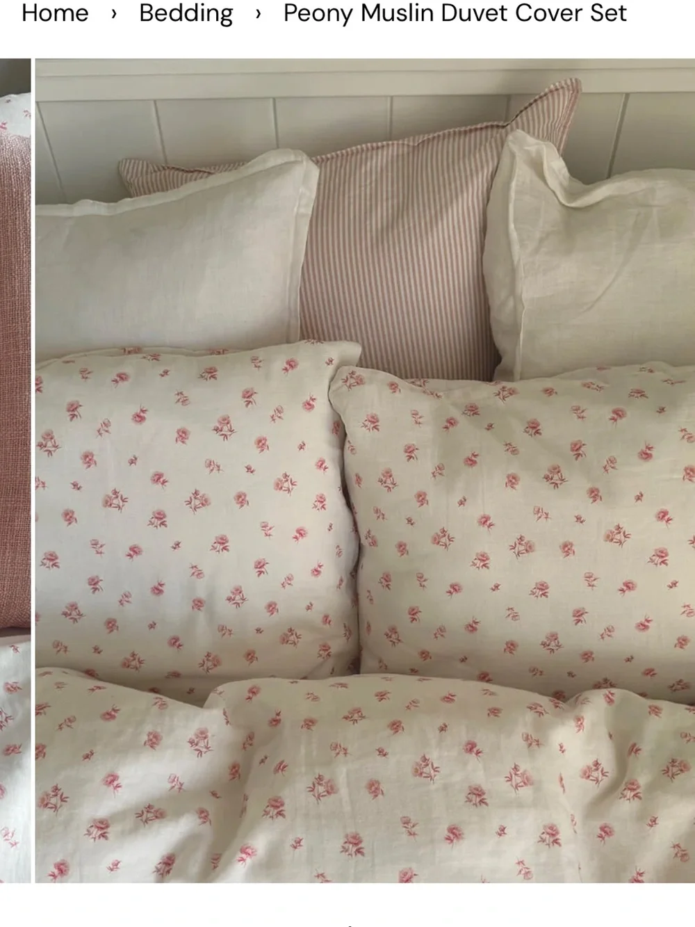 Arya & Mo Queen Duvet cover Peony Muslin Duvet Cover Set in Soft Pink Floral